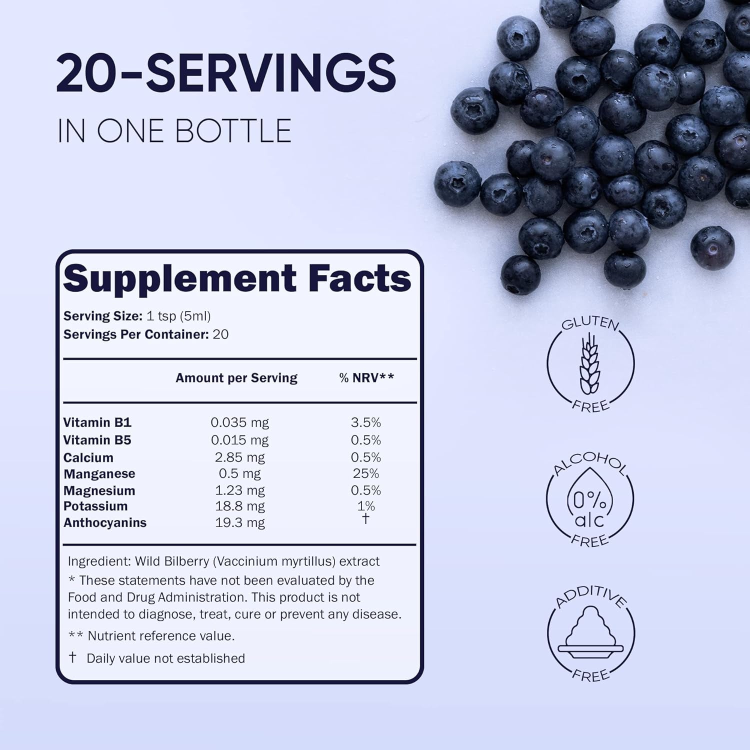 Jungle Powders Wild Bilberry Extract for Eyes USDA Organic 3.4Oz Bottle of Liquid Bilberry Anthocyanin Alcohol-Free European Blueberry Bilberry Supplement for Eyes High Bioavailability Liquid Extract