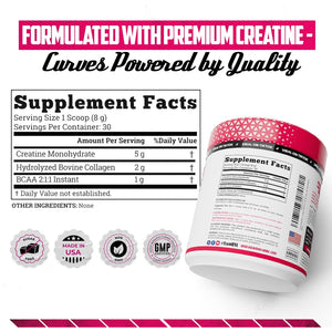 Old School Labs Creatine for Women – Post-Workout Supplement with 5000Mg Creatine Monohydrate Powder, 2000Mg Collagen & BCAA 2:1:1 for Strength Support & Recovery – Unflavored - 8.57 Ounce (Pack of 1)