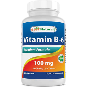 Best Naturals Vitamin B6 Tablet, 100 Mg, 250 Count