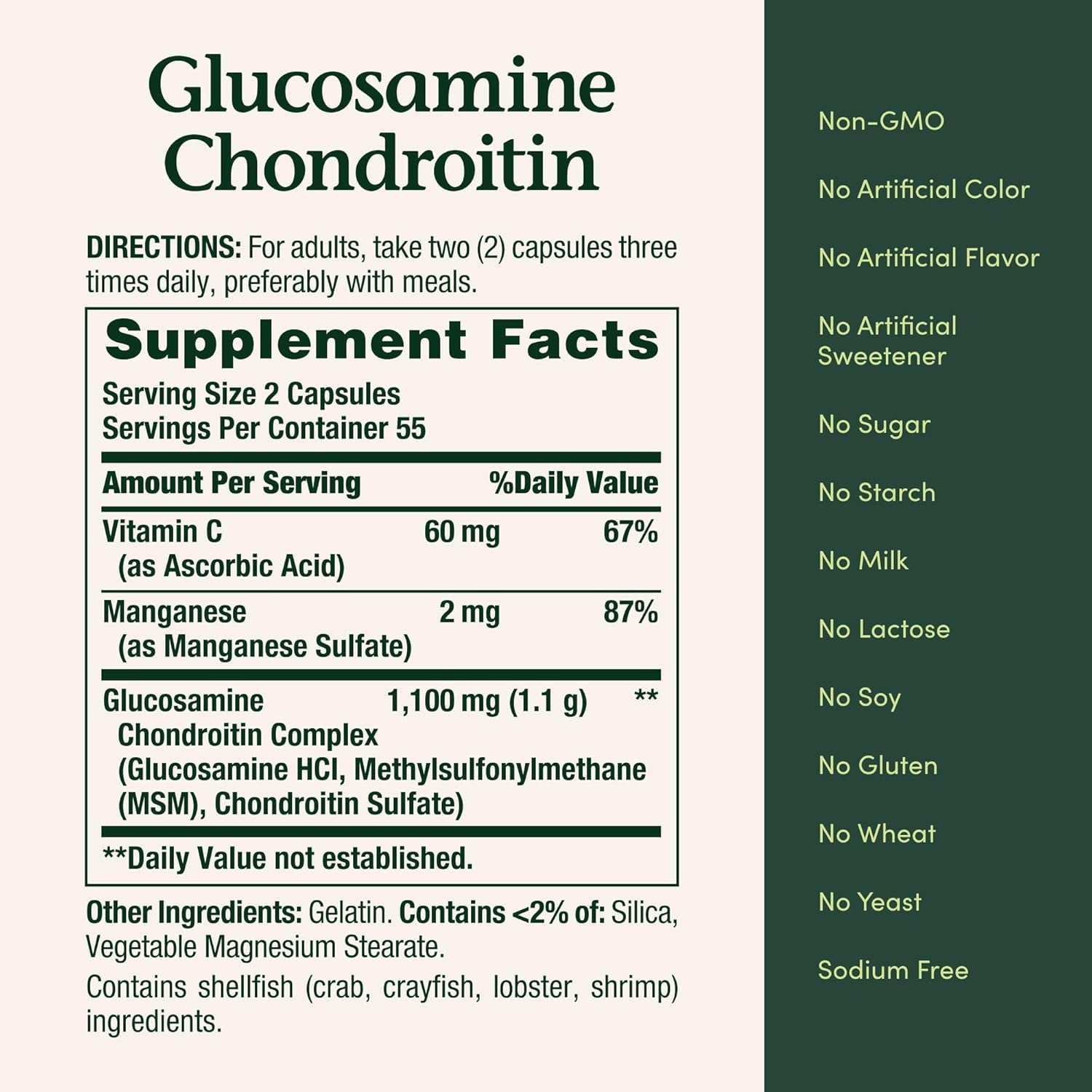 Nature'S Bounty Glucosamine Chondroitin Pills and Dietary Supplement, Support Joint Health, 110 Capsules