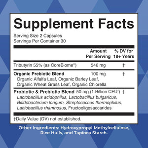 MARYRUTH'S Complete Gut Health+ Capsules | 5 Probiotic Blend | Butyrate | Corebiome® | Vegan Gut Support | Support Gastrointestinal Health & Microbiome | 2 Capsules Daily | 30 Servings