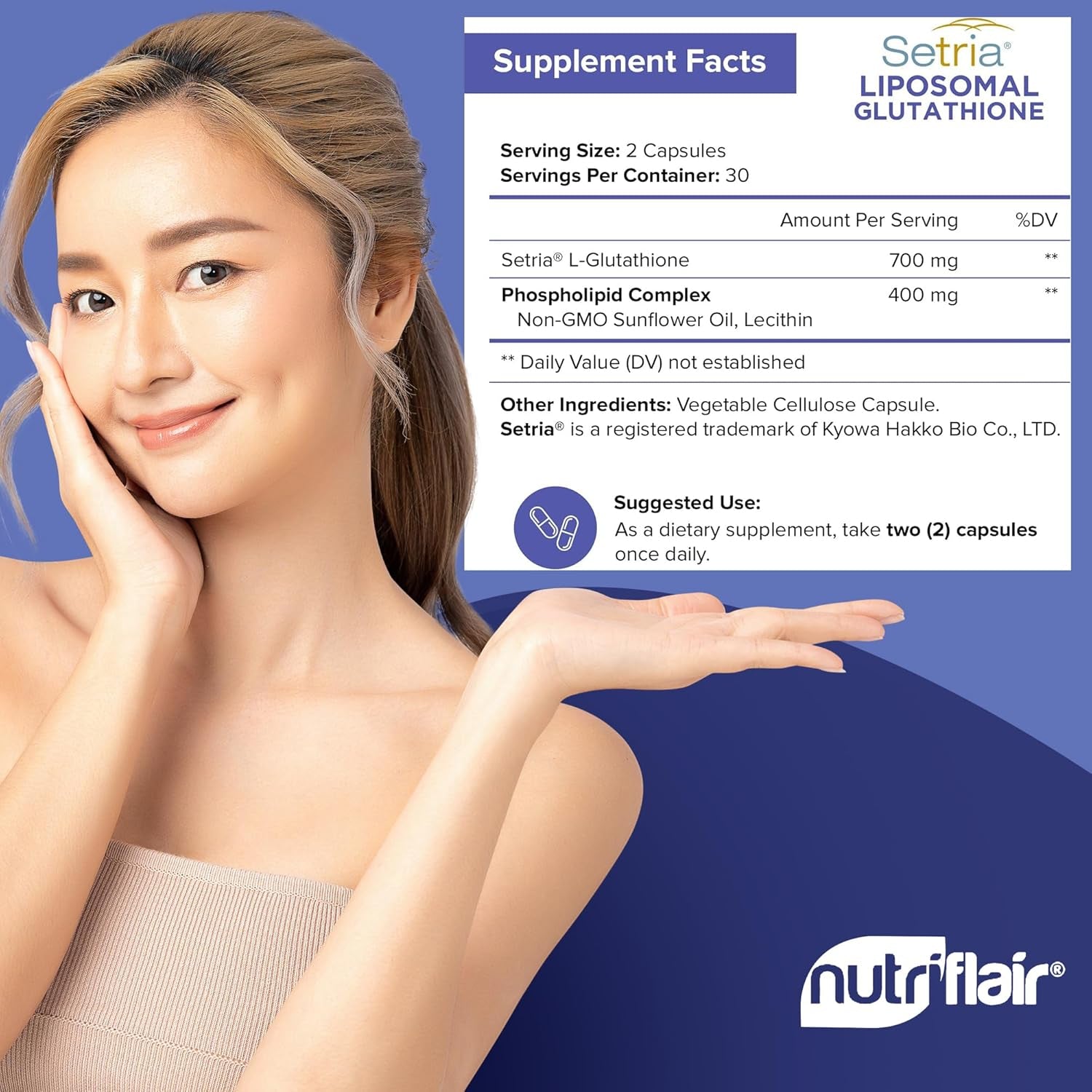 Nutriflair Liposomal Glutathione Supplement 700Mg – Setria® Reduced L-Glutathione, 60 Capsules