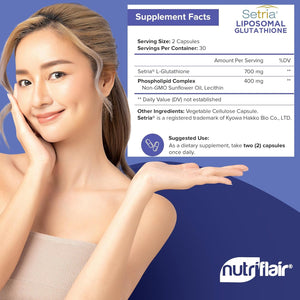Nutriflair Liposomal Glutathione Supplement 700Mg – Setria® Reduced L-Glutathione, 60 Capsules