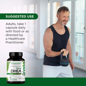 Emerald Labs DHEA 25Mg - Adrenal Support Supplement to Help Hormone Balance* - Includes DHEA - Gluten-Free - 60 Vegetable Capsules (30-Day Supply)