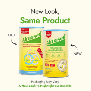 Almased Meal Replacement Shakes for Weight Loss - Protein Powder - Starter Kit (Almond Vanilla Flavor, 2 Cans of 17.6 Oz + Shaker Bottle + Scoop)