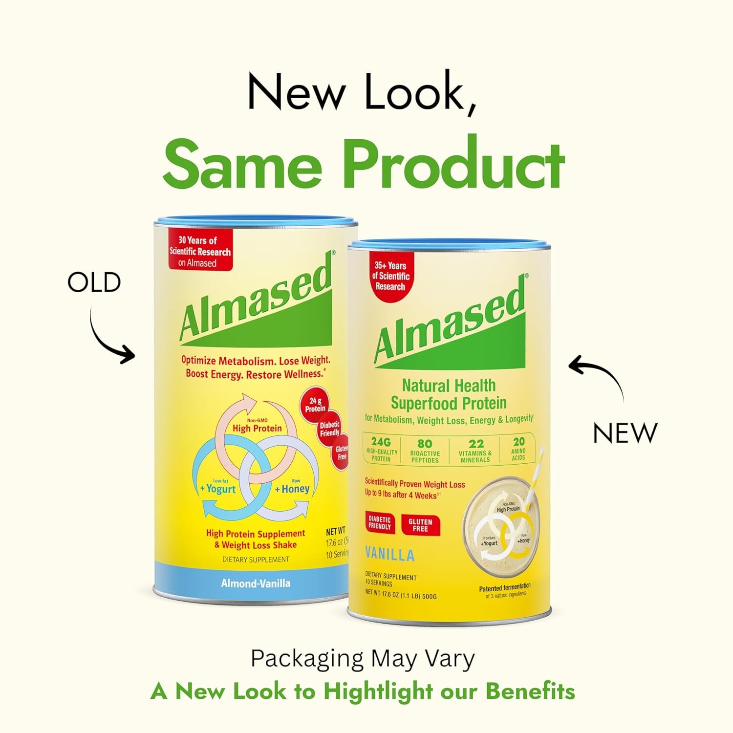 Almased Protein Powder for Weight Loss Kit for Men & Women, Natural Meal Replacement Shake for Weight Loss, Supplement, 24 Grams of Protein per Serving (Vanilla Flavor, 3 Cans @ 17.6 Oz Ea + Scoop)