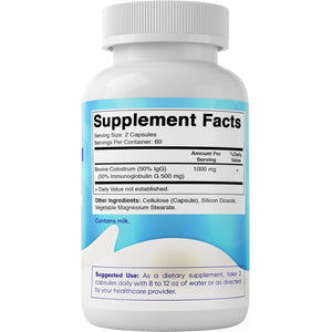 Vitamatic Bovine Colostrum Supplement 1000 Mg per Serving - 50% Highest Igg - Supplement for Gut Health, Hair Growth, Beauty, Muscle Recovery, & Immune Support - 120 Capsules