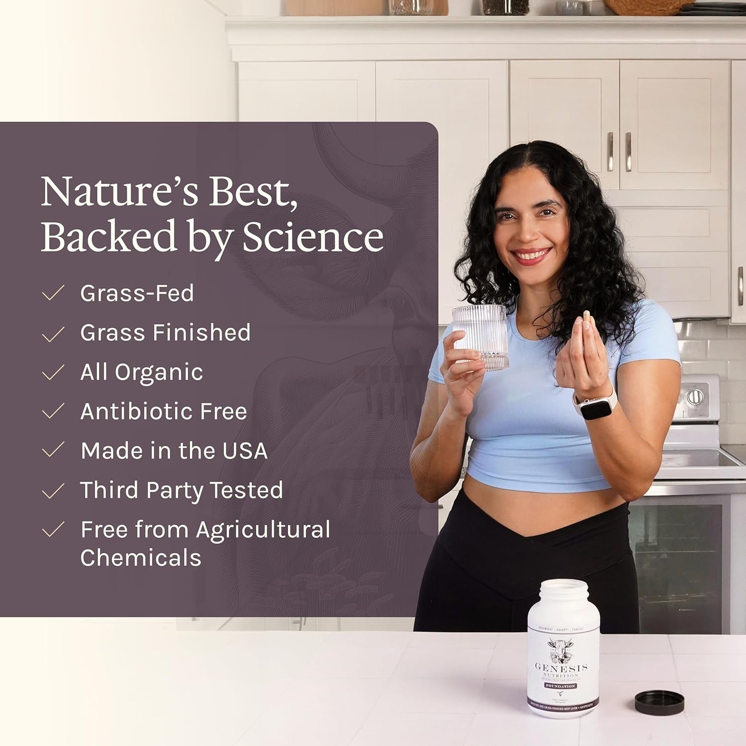 Grass Fed Beef Liver with Cordyceps, Reishi, Panax Ginseng & Rhodiola — Foundation 180 Capsules — Non-Gmo, No Fillers, Third Party Tested