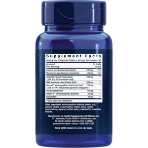Life Extension Cognitex® Elite, Sage, Blueberry, Ashwagandha, Phosphatidylserine, Vinpocetine, Attention, Focus, Mood & Memory, Gluten-Free, Non-Gmo, Vegetarian, 60 Tablets