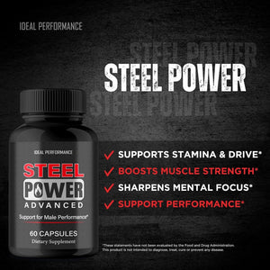 Steel Power for Men Capsules, Official Steel Power Pills Supplement - Maximum Strength, All Natural Ingredients, Advanced Formula Steelpower Health & Wellness Vitamin Pills Reviews (60 Capsules)