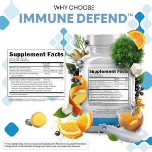 Clean Nutraceuticals Immune Defense Support Supplement 8 in 1 with Zinc 50Mg Quercetin, VIT C 1000Mg, Vitamin D3 5000 IU, Elderberry, Ginger - Immunity System Booster for Adults, Vegan - 60 Count