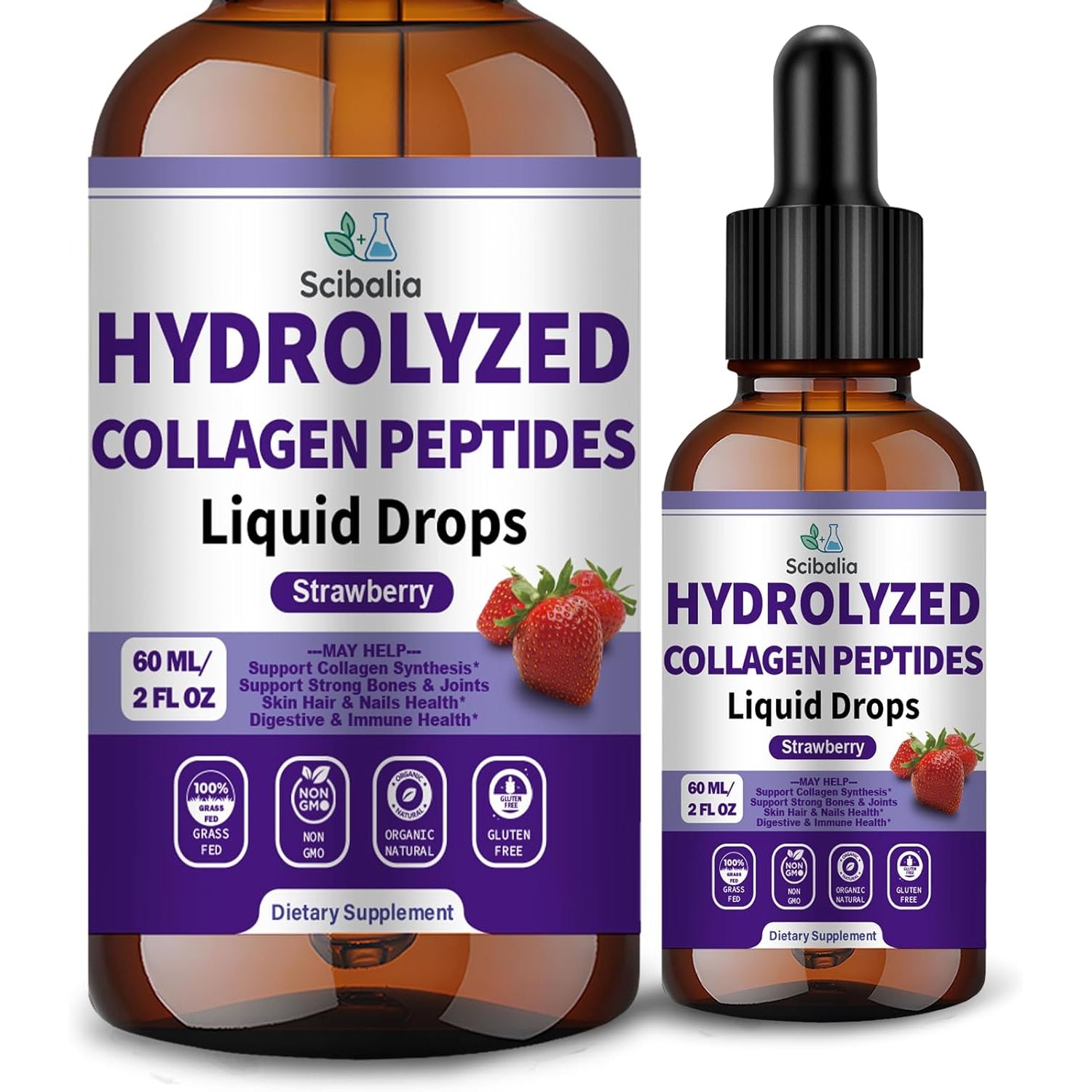 Multi Collagen Peptides Liquid Drop W. Types I II III V X Hyaluronic Acid Vitamin C Biotin for Joint, Skin, Hair & Nail Health, Hydrolyzed Liquid Collagen High Absorption for Women Men Grass Fed