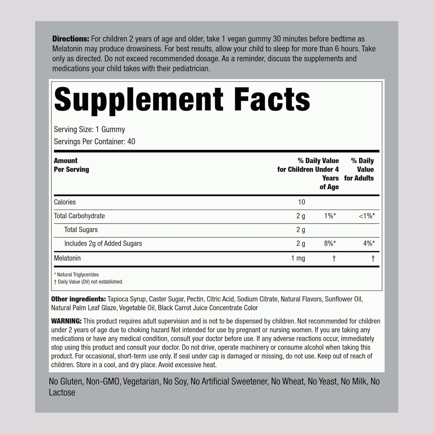 Piping Rock Kids Melatonin Gummy 1Mg | 40 Gummies | Cherry Flavor | Vegan, Non-Gmo, Gluten Free Supplement