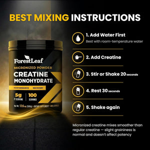 Forestleaf Micronized Creatine Monohydrate Powder - Maximize Muscle Growth & Strength - Unflavored Creatine for Women and Men - 5G per Serving - 100 Servings