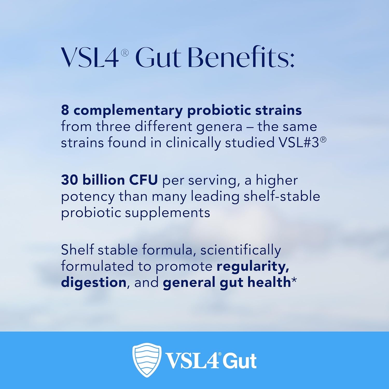 VSL4® Gut Daily Probiotics for Gut Health - 30B Cfus, Multi-Strain Digestive Support for Women & Men, Promotes Gut Balance & Regularity, Potent, Shelf-Stable Probiotic Supplement, 30 Capsules