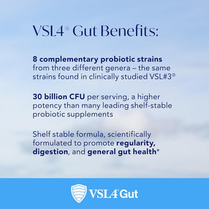VSL4® Gut Daily Probiotics for Gut Health - 30B Cfus, Multi-Strain Digestive Support for Women & Men, Promotes Gut Balance & Regularity, Potent, Shelf-Stable Probiotic Supplement, 30 Capsules