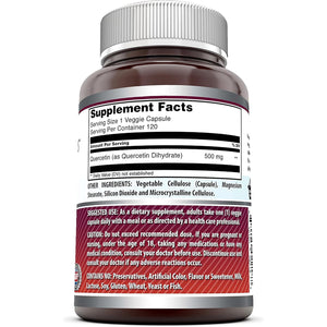 Amazing Formulas Quercetin 500Mg 120 Veggie Capsules Supplement - Non-Gmo - Gluten Free - Supports Overall Health & Well Being
