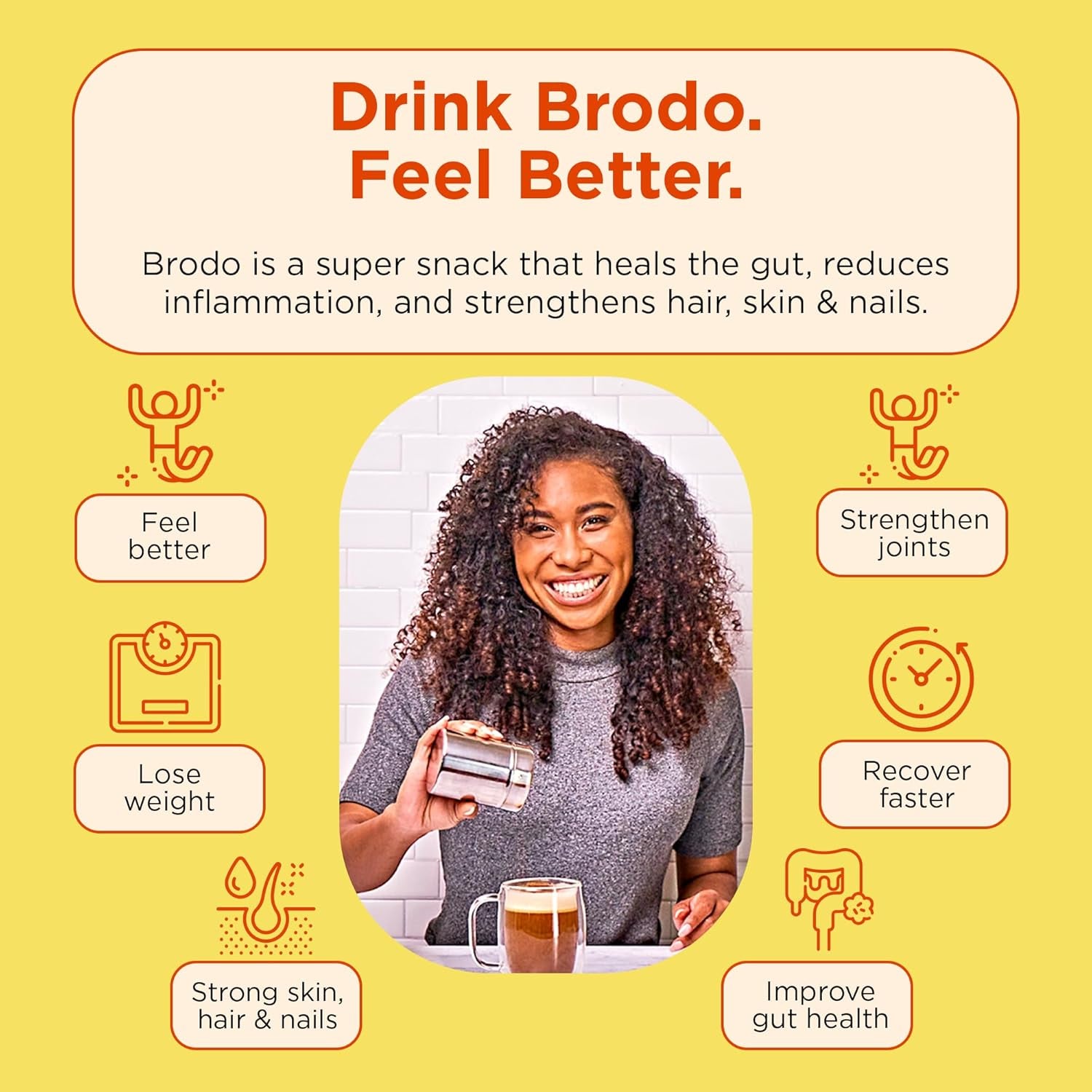 Brodo Deeply Rooted Organic Chicken Broth with Turmeric & Ginger, Nutrient-Rich Chicken Bone Broth Organic, High in Protein and Collagen for Wellness and Cooking, (6X 8.3 Oz. Pouches)