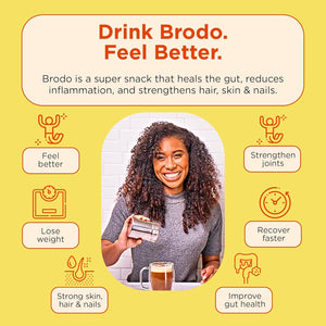 Brodo Deeply Rooted Organic Chicken Broth with Turmeric & Ginger, Nutrient-Rich Chicken Bone Broth Organic, High in Protein and Collagen for Wellness and Cooking, (6X 8.3 Oz. Pouches)
