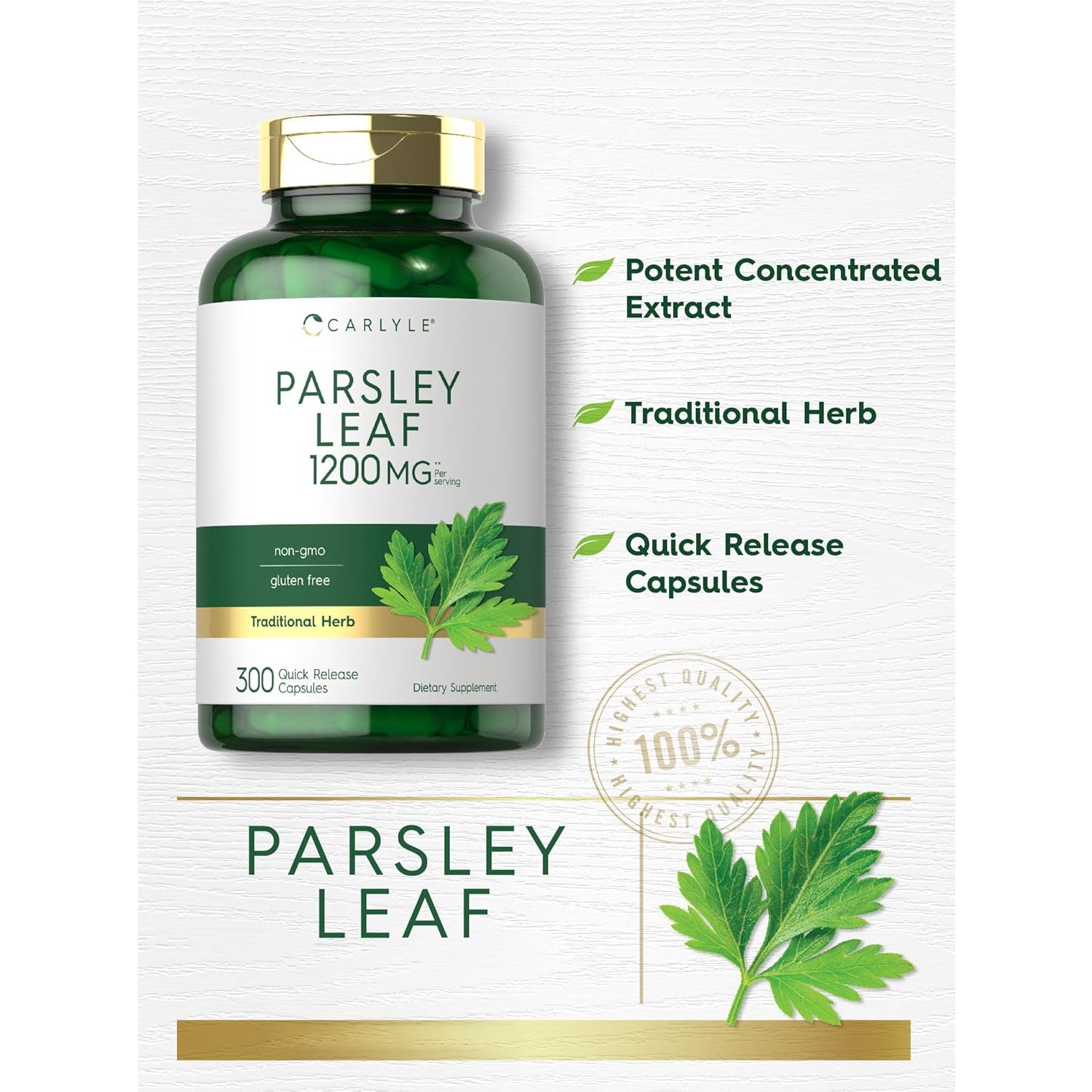 Carlyle Parsley Leaf Capsules | 300 Count | Non-Gmo, Gluten Free Supplement