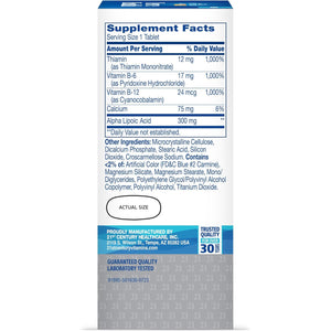 21St Century Nerve Health Tablets (30 Count), Alpha Lipoic Acid 300Mg, B1, B6, & B12 Vitamins for Nerve Function Support, Antioxidant ALA Supplement, Gluten Free. Non-Gmo, & Vegan