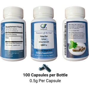 Treasure of the East, Indigo - Qing Dai Capsules (1:1 Herbal Extracts, 100 Capsules)