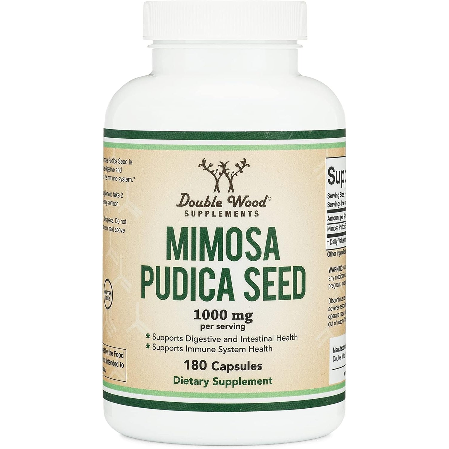 Mimosa Pudica Seed Capsules (180 Capsules, 3 Month Supply) 1000Mg, for Digestive Support, by Double Wood