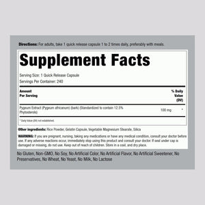 Piping Rock Pygeum | 100Mg | 240 Capsules | Supplement for Men & Women | Pygeum Africanum Bark Extract | Ultra Standardized Phytosterols | Non-Gmo, Gluten Free