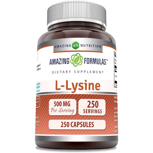 Amazing Formulas L-Lysine 500 Mg Amino Acid Supplement | Capsules | Non-Gmo | Gluten-Free | Made in USA (1 Pack | 250 Count)