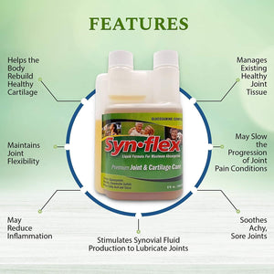 Synflex Liquid Glucosamine Original Formula - Chondroitin, Vitamins, Minerals - Drink Supplement for Men & Women, Helps Support Joint & Cartilage Health - Berry Flavor, 32 Day Supply
