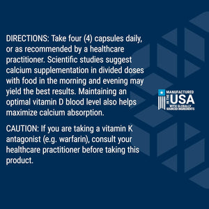 Life Extension Bone Restore Elite Calcium Supplement with Super Potent K2, Calcium, Vitamin D3, Magnesium, Boron, Zinc, Vitamin K2, for Bone Health, Gluten-Free, Non-Gmo, 120 Capsules