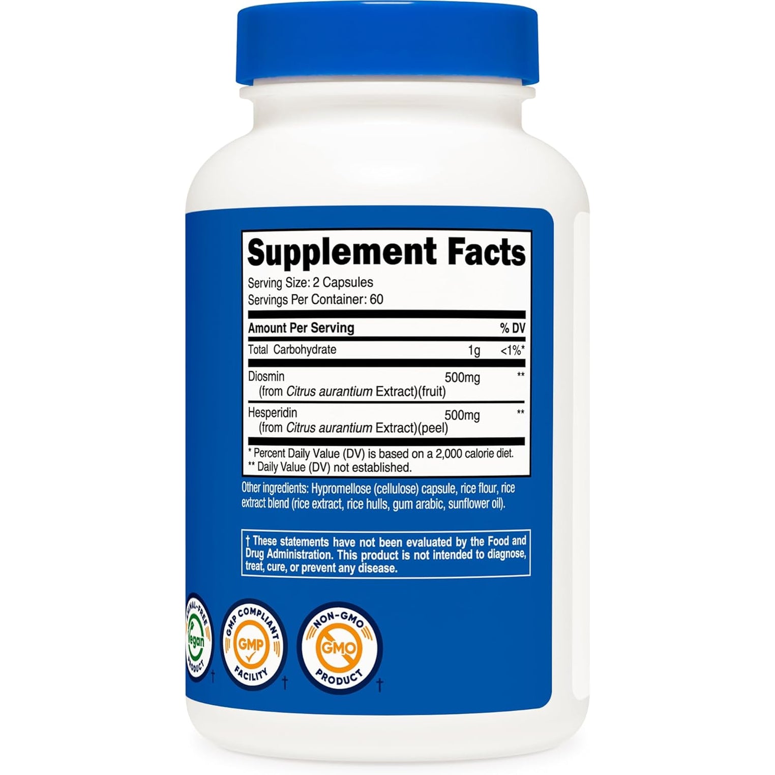 Nutricost Diosmin with Hesperidin (1000Mg) Complex 120 Capsules - 500Mg of Diosmin and 500Mg of Hesperidin per Serving (60 Servings), Vegan, Gmo-Free, Gluten-Free