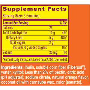 Metamucil Fiber Gummies for Adults, No Sugar Added Orange Flavor, 5G Prebiotic Plant Based Fiber Supplement Blend, 120 Count