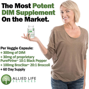 DIM Supplement, 300 Mg Diindolylmethane plus Broccoli Seeds Extract Pills, Vegan Non-Gmo, 60 Capsules | Made in the USA