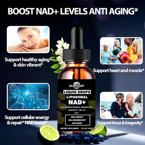 NAD Supplements for Women & Men, Liposomal NAD Nicotinamide Riboside Resveratrol 900Mg W. B3 Vitamin Quercetin TMG, Liquid Resveratrol NAD plus Supplement for Anti-Aging Energy Focus Longevity