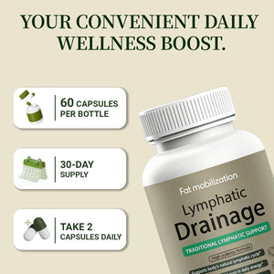 Lymphatic Drainage Capsules-Lymphatic Drainage Supplements, Herbal Detox & Immune Support with 8-Plant Complex, Supports Fluid Balance & Promotes a Light Feeling, 60 Capsules (1Pc)