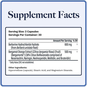 Utzy Naturals Berbercol | 500Mg Citrus Bergamot (As Bergamonte) & Berberine | Naturally Supports Heart Health and More | 60 Capsules