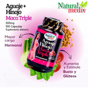 Aguaje Hinojo Maca Triple (Maca Root Supplement) Premium 100 Capsules | Premium Botanical Blend for Feminine Balance & Confidence