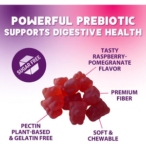 Fiber Gummies – Sugar Free Prebiotic Plant-Based Fiber 4G per Serving Supplement - Improved Soluble Formula Supports Digestive Health & Regularity - Non-Gmo, Natural Berry Flavor Chewable - 60 Gummies