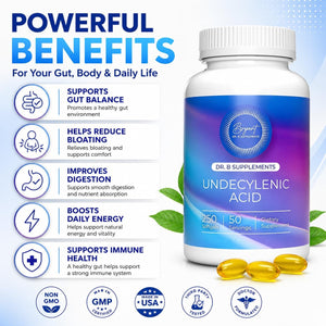 Undecylenic Acid - 250 Mg Formerly SF722 Fatty Acid to Support a Healthy Balance of Gut and Vaginal Flora 250 Softgel Capsule - 50 Servings