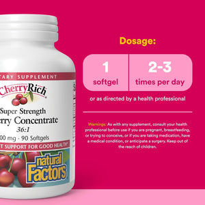 Cherryrich by Natural Factors, Super Strength Cherry Concentrate, Antioxidant Support for Healthy Joints and Uric Acid Metabolism, 90 Softgels (90 Servings)