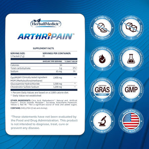 Arthripain – Joint Support Cartilage Repair Supplement – Clinically Tested Joint Juice - Ligament Relief Support – Glucosamine Chondroitin MSM – Swollen Knee Treatment –Sugar-Free – Made in US - 15Ct