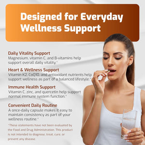 VEGATOT Organic Nattokinase Complex - 10IN1 Formula Vitamin D3, Niacin, Vitamin K2, Zinc, Coq10, Quercetin (150 Count (Pack of 1))