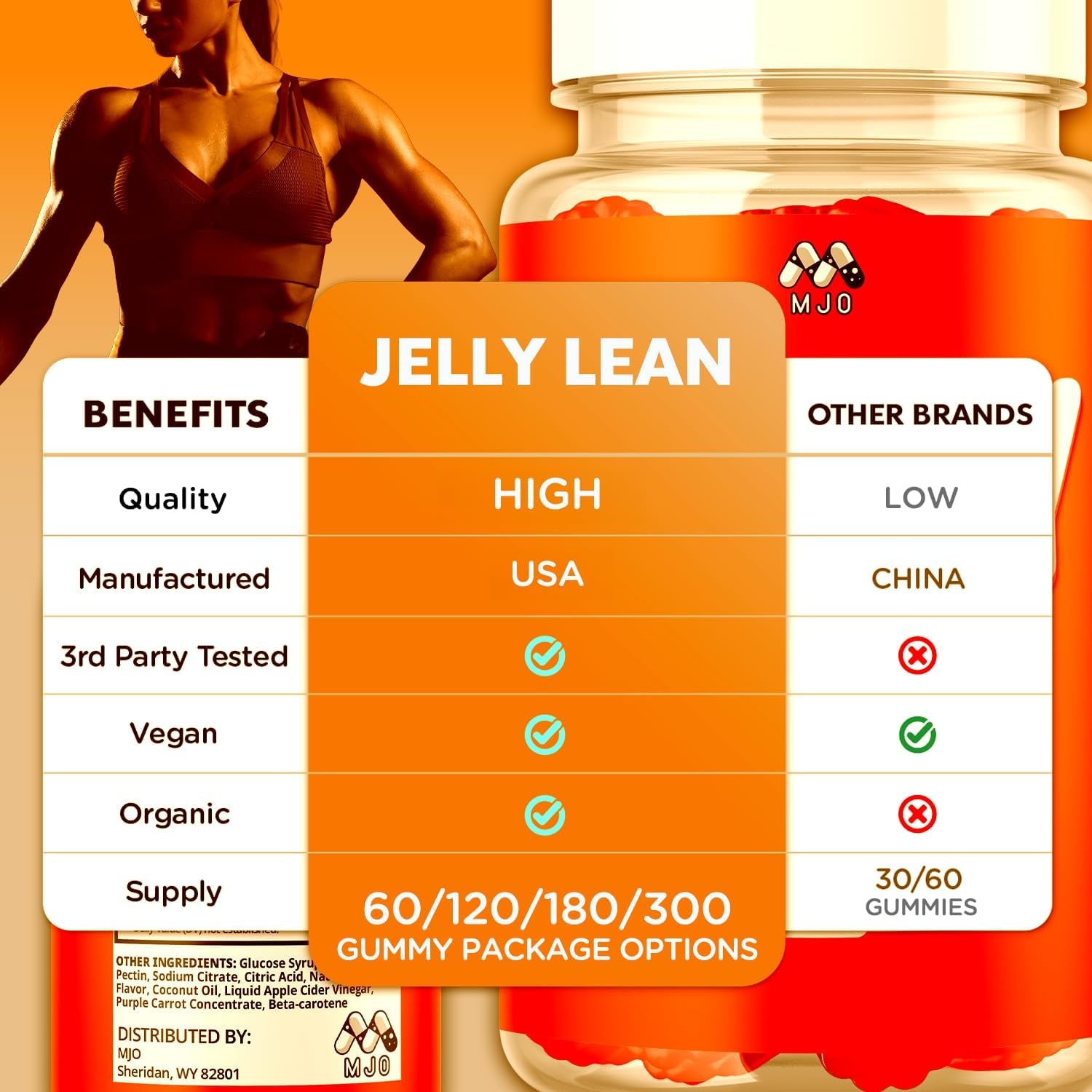 Jelly Lean Gummies, Official Jelly Lean Gummys with All Natural Ingredients, Advanced Jellylean Health and Wellness Vitamin Formula, Maximum Strength Active Lifestyle Multivitamin Support (60 Gummies)