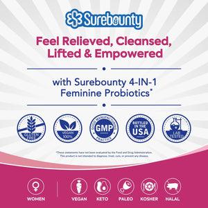 Probiotics for Women, 120 Billion CFU 34 Strains, Prebiotics, Digestive Enzymes, Cranberry, 4-In-1 Feminine Probiotic, Digestive, Vaginal, Immune Support, 30Ct