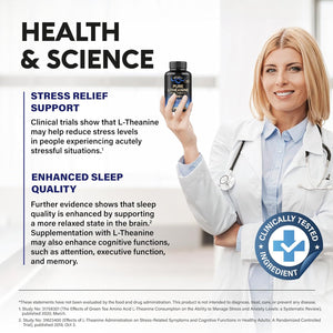 L Theanine 400 Mg | L-Theanine Stress Relief | Extra Strength Supplement | Lab Tested | Relaxation, Sleep & Calm Support | for Men & Women | Plant Based, Non-Gmo & Gluten-Free | 120 Vegan Capsules