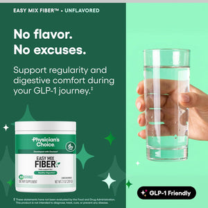 Physician'S CHOICE Easy Mix Fiber for GLP-1 Support - No Grit & Sugar Free - Daily Prebiotic Soluble Fiber Powder Supplement - Digestive Health & Regularity - for Women and Men - Unflavored - 7.1Oz