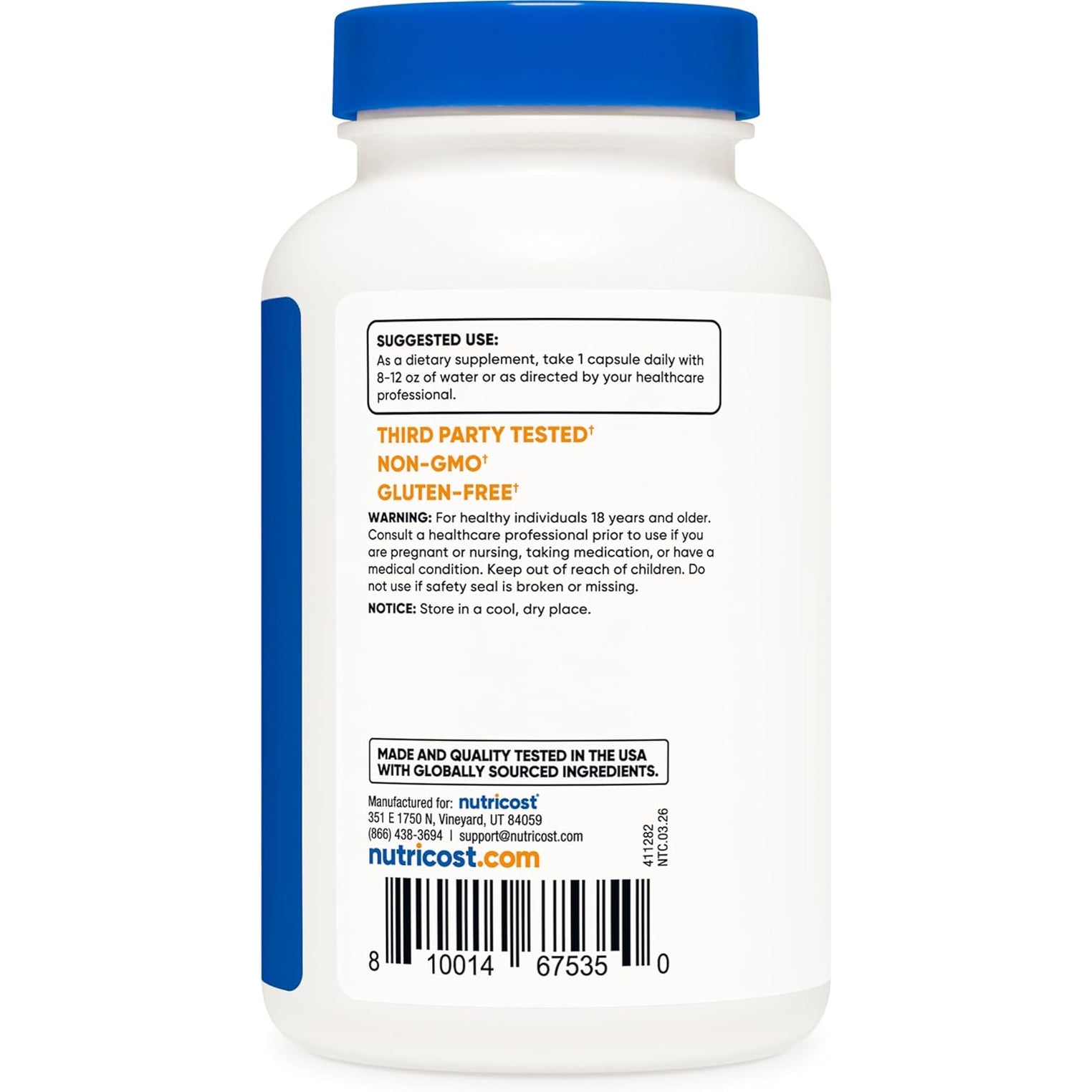 Nutricost N-Acetyl L-Cysteine (NAC) 600Mg, 180 Capsules - Non-Gmo, Gluten Free