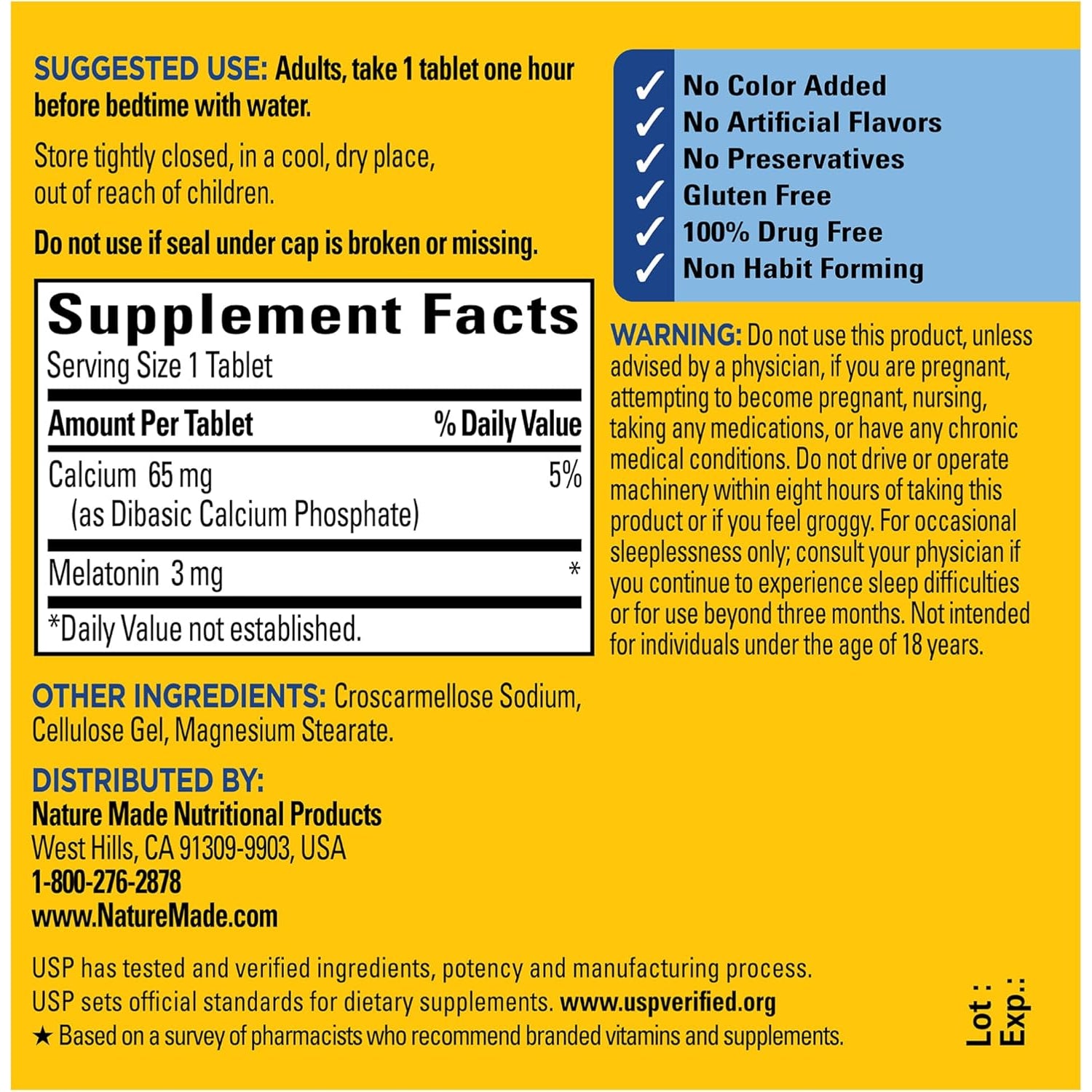 Nature Made Melatonin 3Mg Sleep Aids for Adults, 100% Drug Free Sleep Aid, Sleep Supplements, 240 Tablets, 240 Day Supply