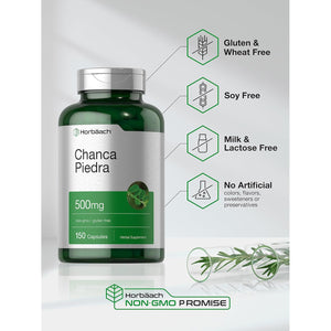 Horbäach Chanca Piedra Capsules | 500Mg | 150 Count | Non-Gmo and Gluten Free Herbal Supplement